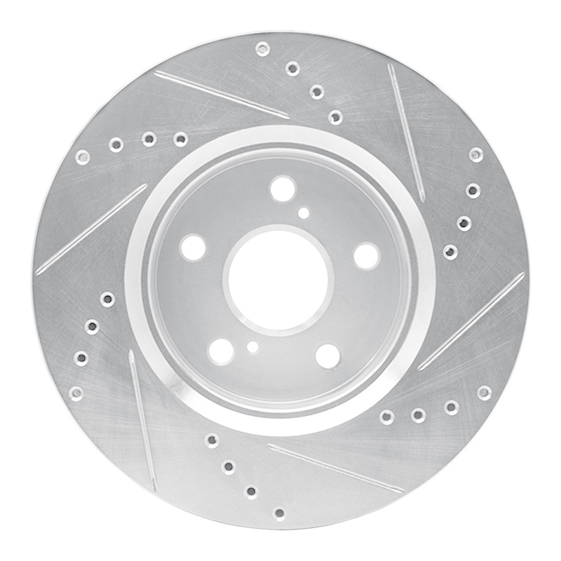 Toyota C-HR Brake Rotor (1) - Front Left - R1 Concepts - Drilled & Slotted - Silver - `18-`22